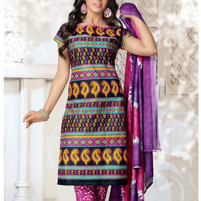 V&V Buy Online Cotton Purple Dress Material