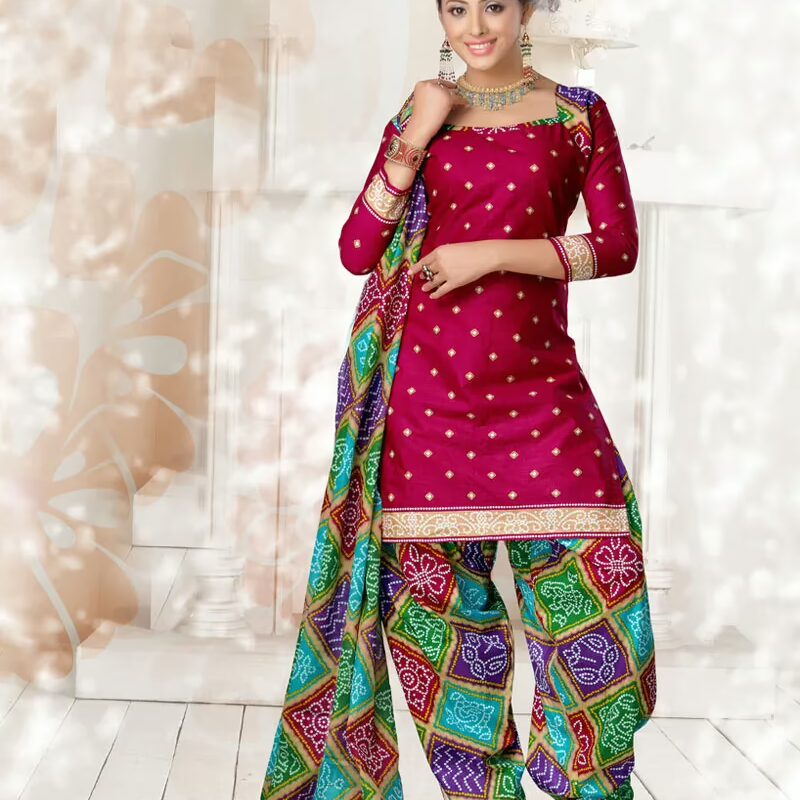 V&V Latest Cotton Pink Printed Dress Material