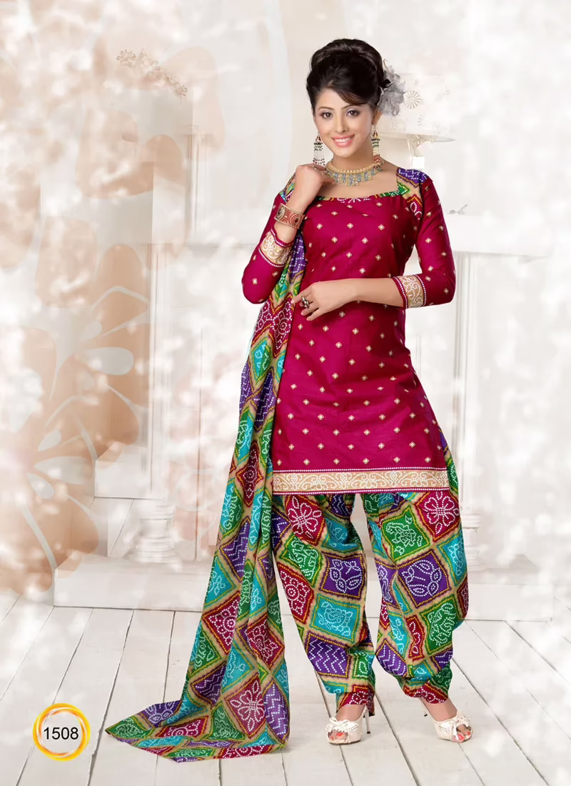 V&V Latest Cotton Pink Printed Dress Material