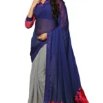 Akriti Royal Blue & Grey Traditional Saree With Matching Blouse Piece