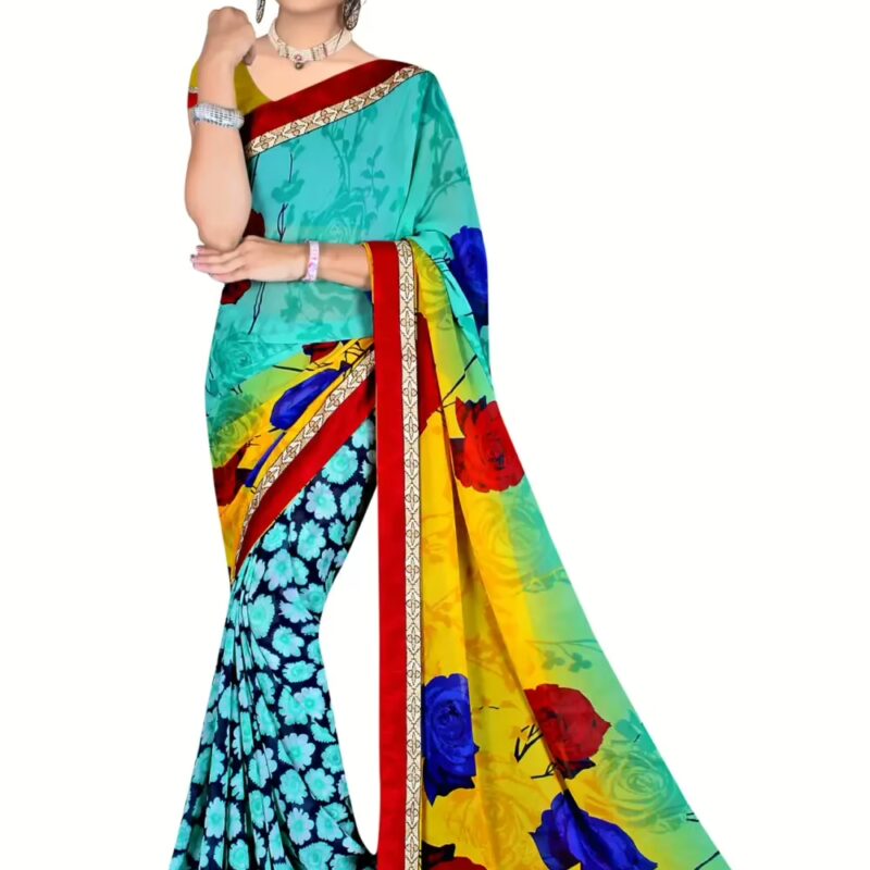 Alka Multicolour Floral Printed Traditional Saree With Matching Blouse Piece