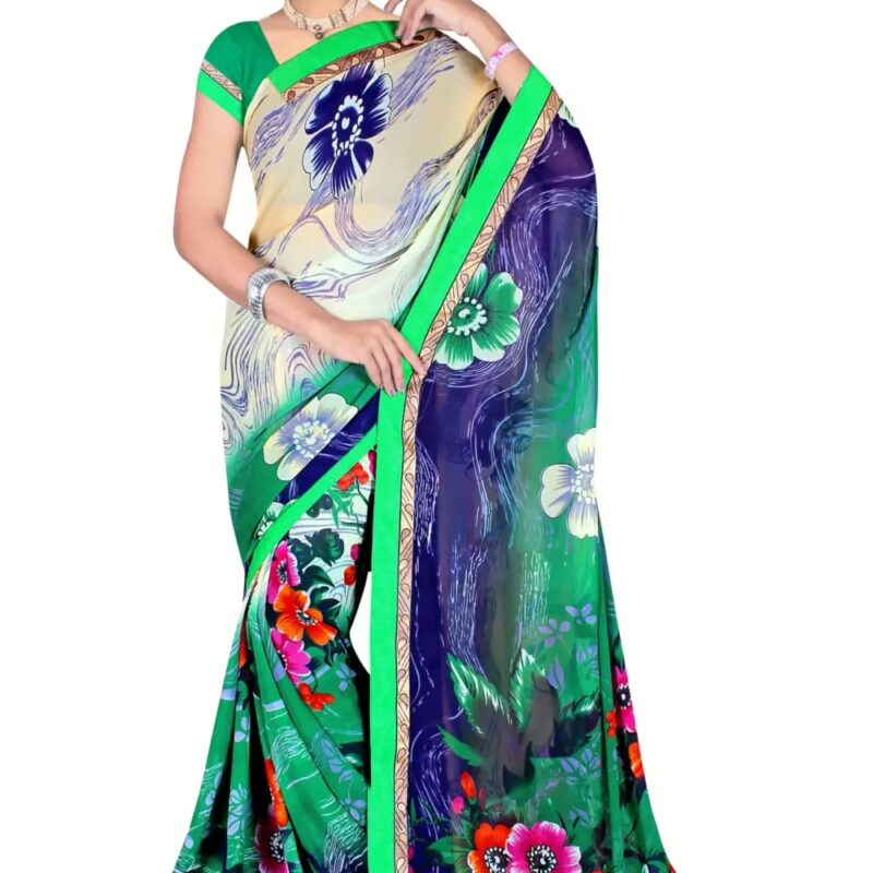 Alka Multicolour Floral Printed Traditional Saree With Matching Blouse Piece