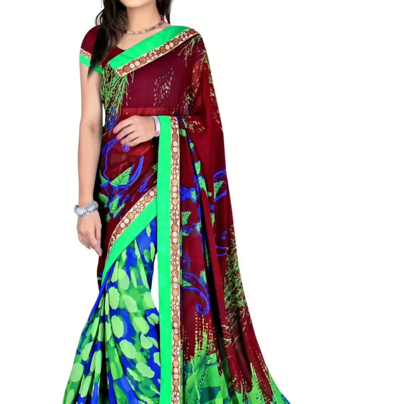 Alka Multi Floral Printed Traditional Saree With Matching Blouse Piece