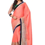 Akriti Peach Traditional Saree With Matching Blouse Piece