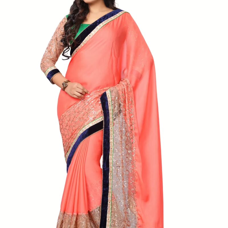 Akriti White & Pink Traditional Saree With Matching Blouse Piece