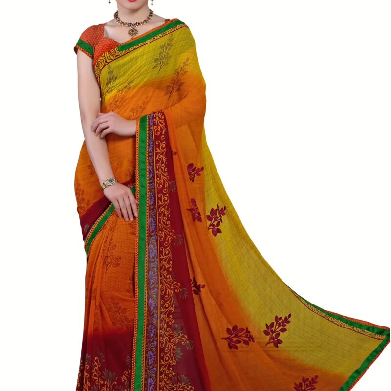 Alpana Multicolor Georgette Traditional Saree With Matching Blouse Piece