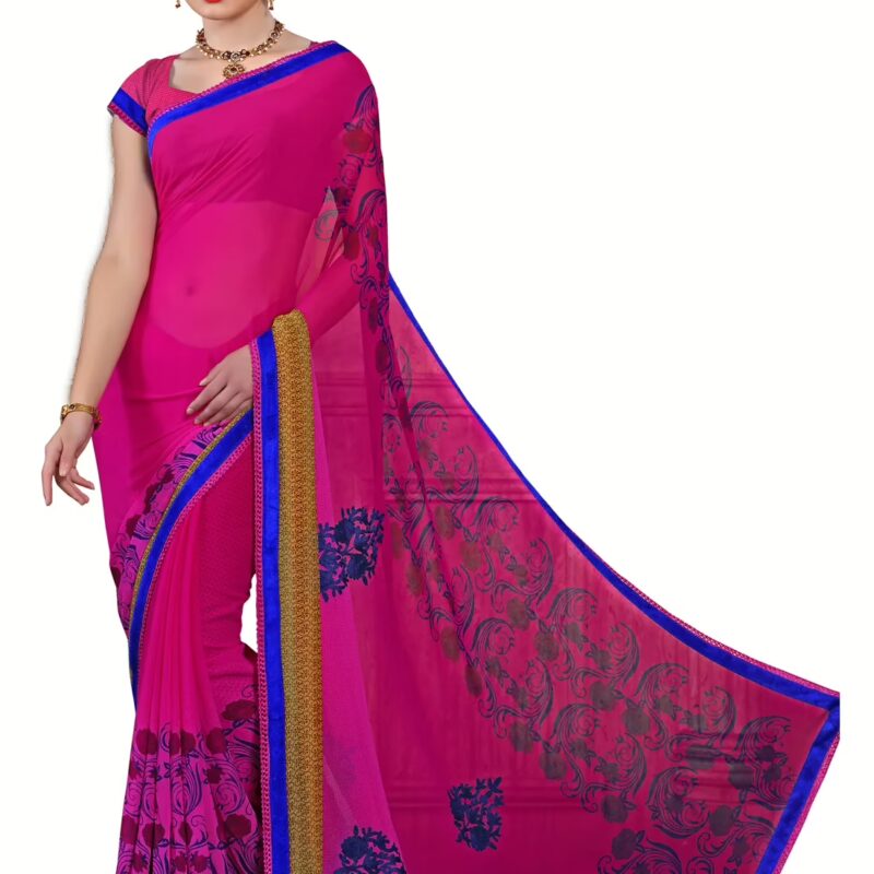 Alpana magenta Georgette Traditional Saree With Matching Blouse Piece