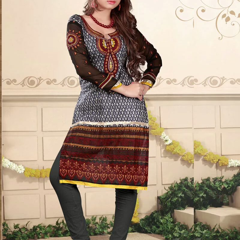 V&V New Fashionable Embroidered Dress Material