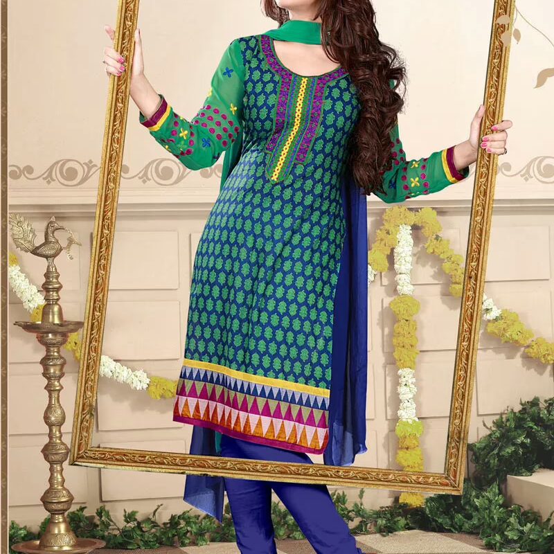 V&V Churidar Style Cotton Dress Material