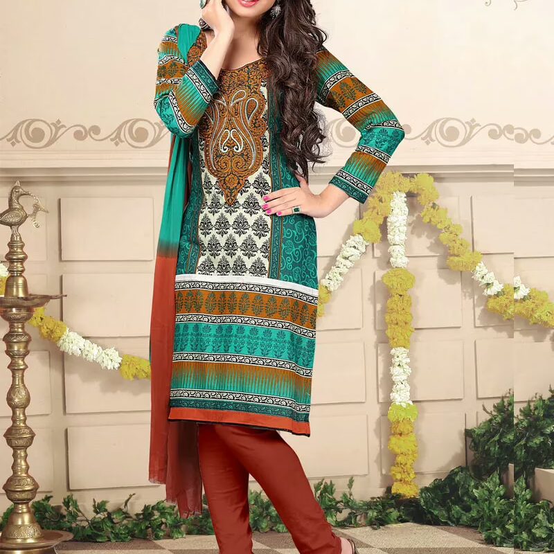 V&V Exclusive Georgette Embroidered Dress Material