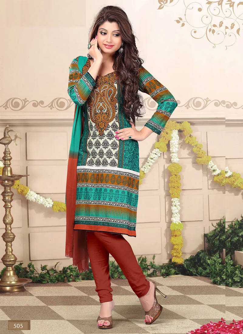 V&V Exclusive Georgette Embroidered Dress Material