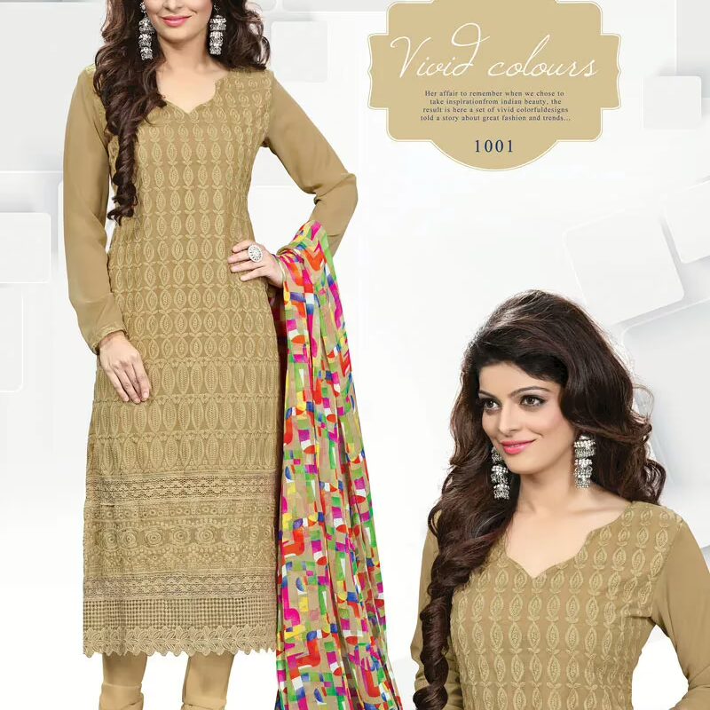 V&V Online Shopping For Cream Schiffli Dress Material