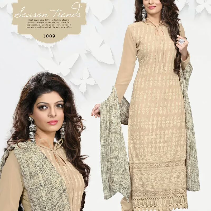 V&V Latest Schiffli Cream Dress Material
