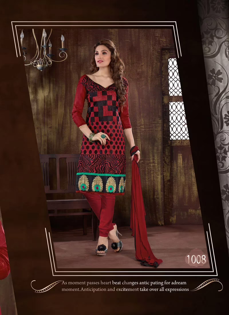V&V Buy Maroon Cotton Dress Material