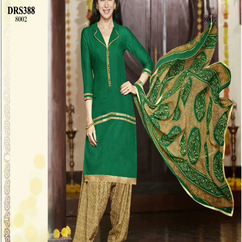 V&V Green Karishma Kapoor Patiala Cotton Dress Material