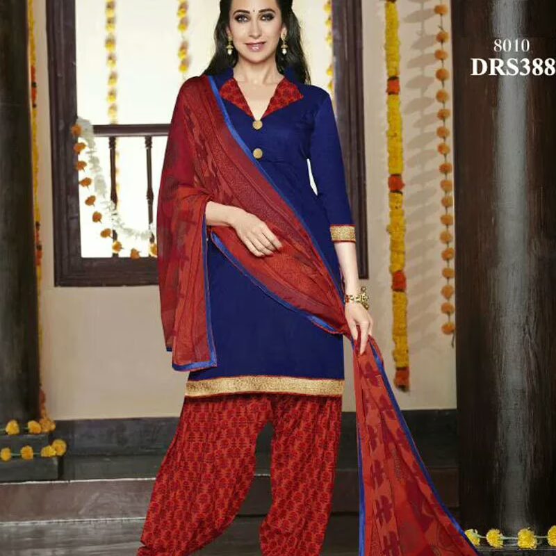 V&V Stylish Designer Karishma Kapoor Patiala Cotton Dress Material