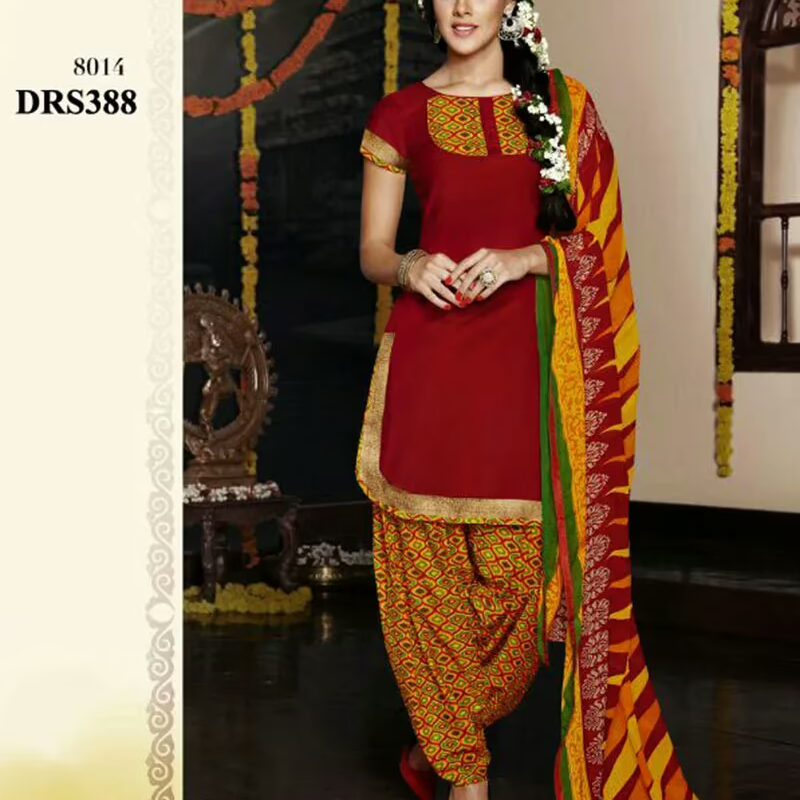 V&V Latest Printed Karishma Kapoor Patiala Cotton Dress Material