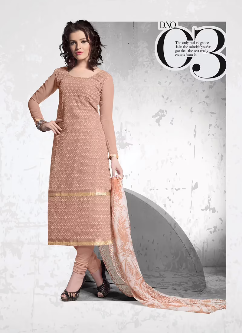 V&V Online Shopping For Nut Brown Schiffli Dress Material