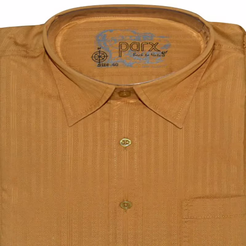 Parx Mustard Full Sleeves Cotton Shirt