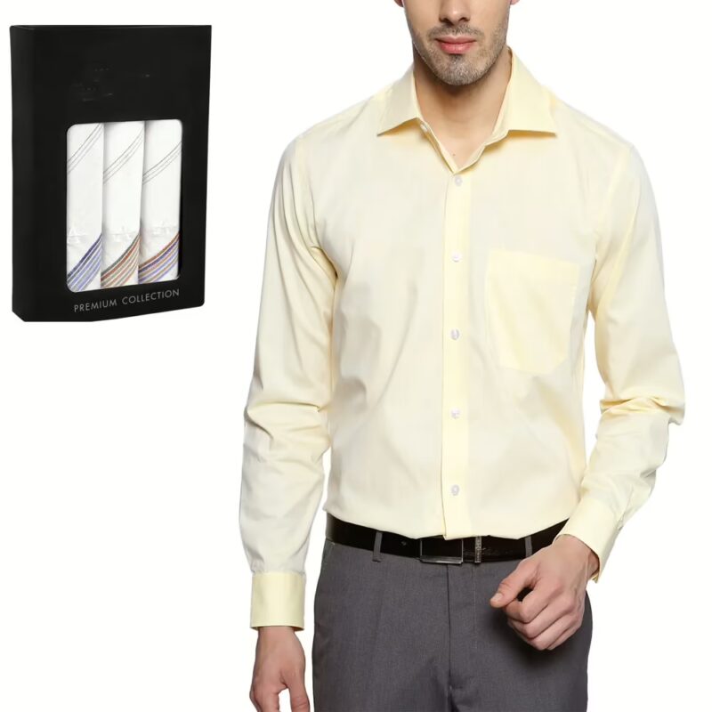 Raymond Yellow  Shirting Fabric Free Handkerchief