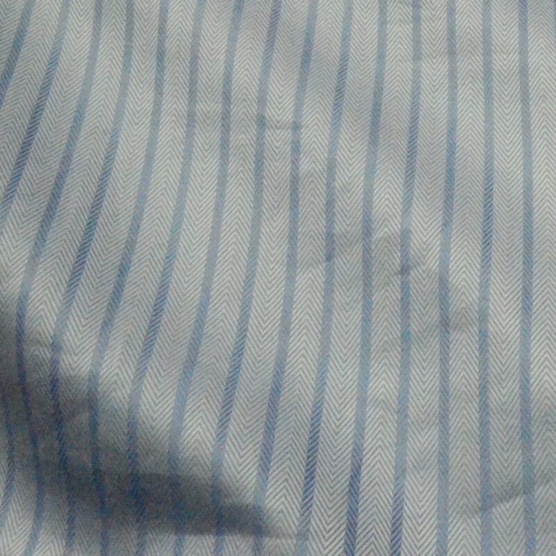 Raymond Grey With Sky Blue Stripes Cotton Blended Shirting Fabric