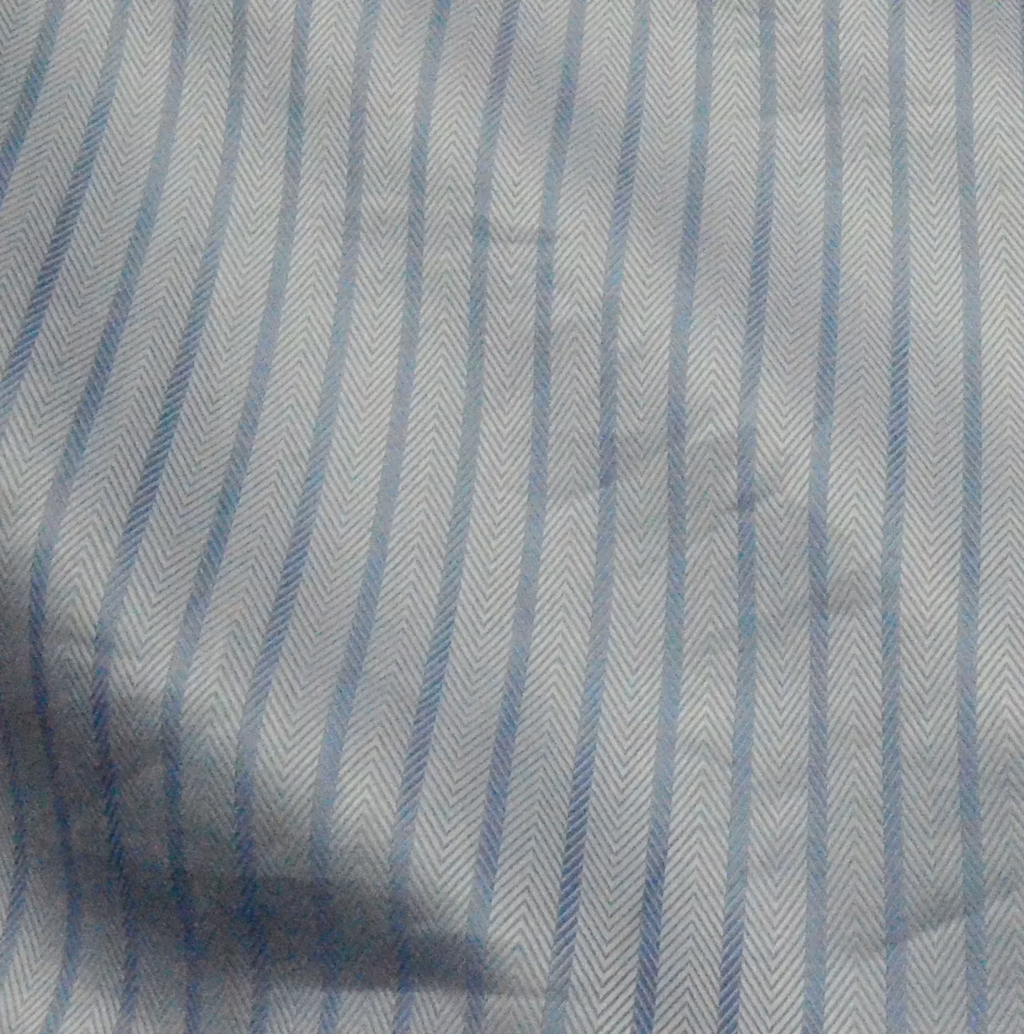 Raymond Grey With Sky Blue Stripes Cotton Blended Shirting Fabric