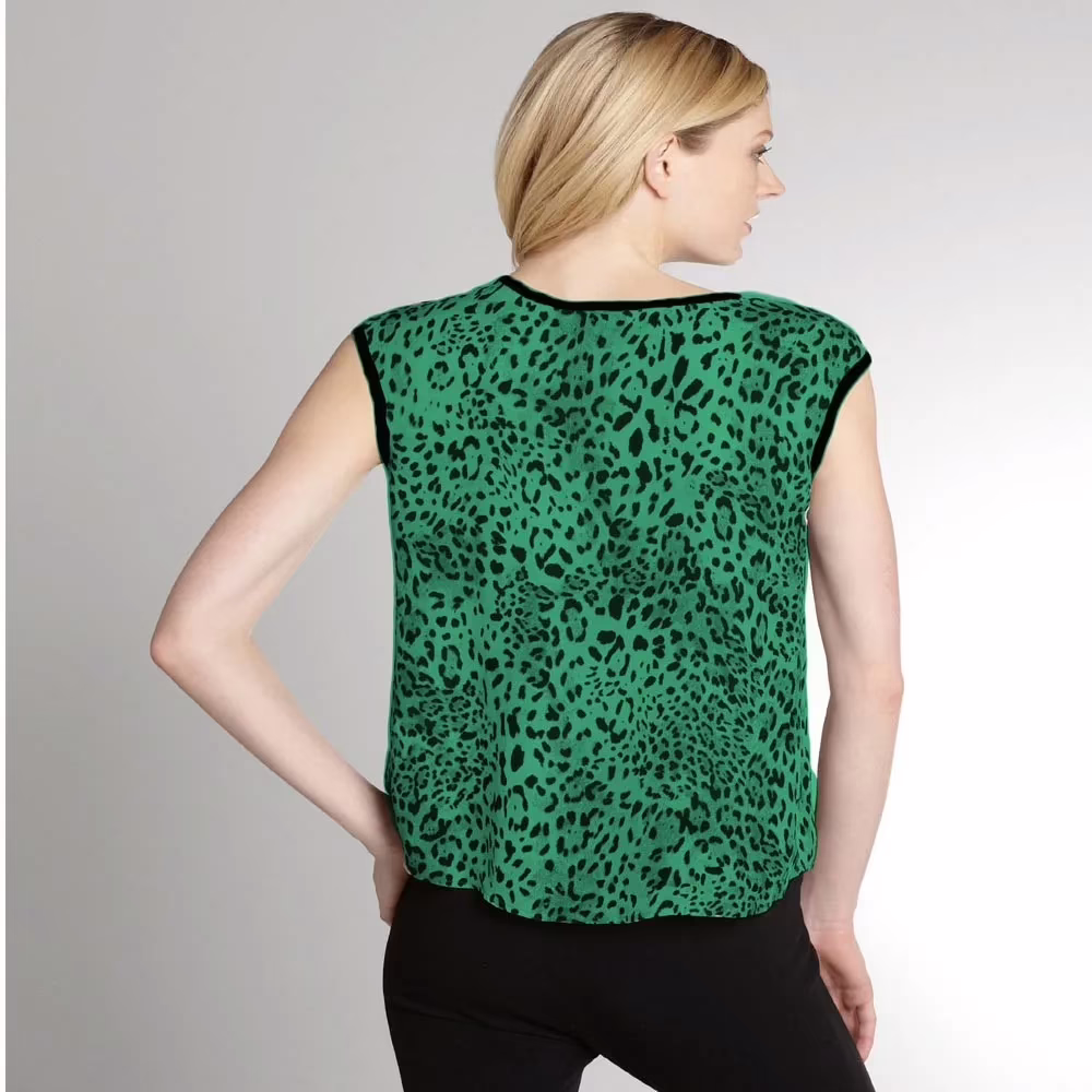 Eco Friendly Green Animal Print Sleeveless Top