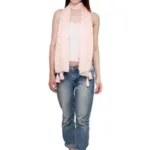 Orange and Golden Polka Viscose stole with tassel's for women