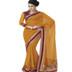 Turmeric Colour Georgette Traditional Designer Occation Wear Saree With Matching Blouse Piece