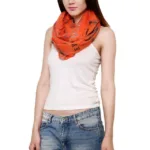 Orange Love Infinity Loop Printed Scarf for women