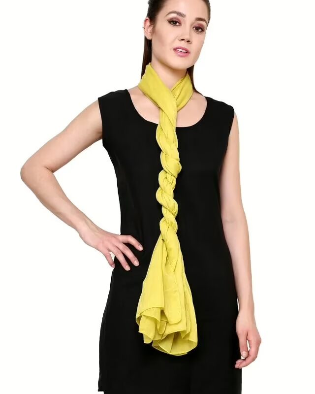 Uniscarf Yellow Solid Cotton Stole for women