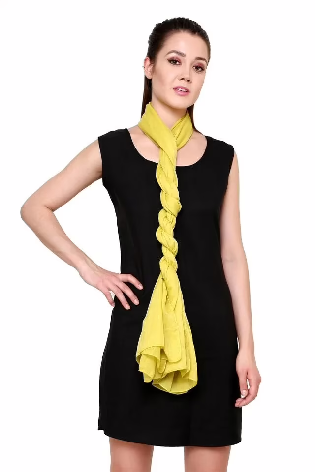 Uniscarf Yellow Solid Cotton Stole for women