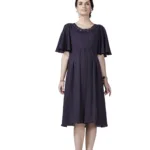 Radiation Safe- Comfortable Knee Length Maternity Dress With Flare Sleeves