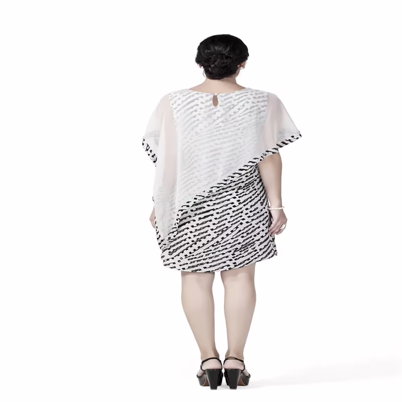 Radiation Safe-Stylish comfortable round Geo Print dress with a cape - Image 4