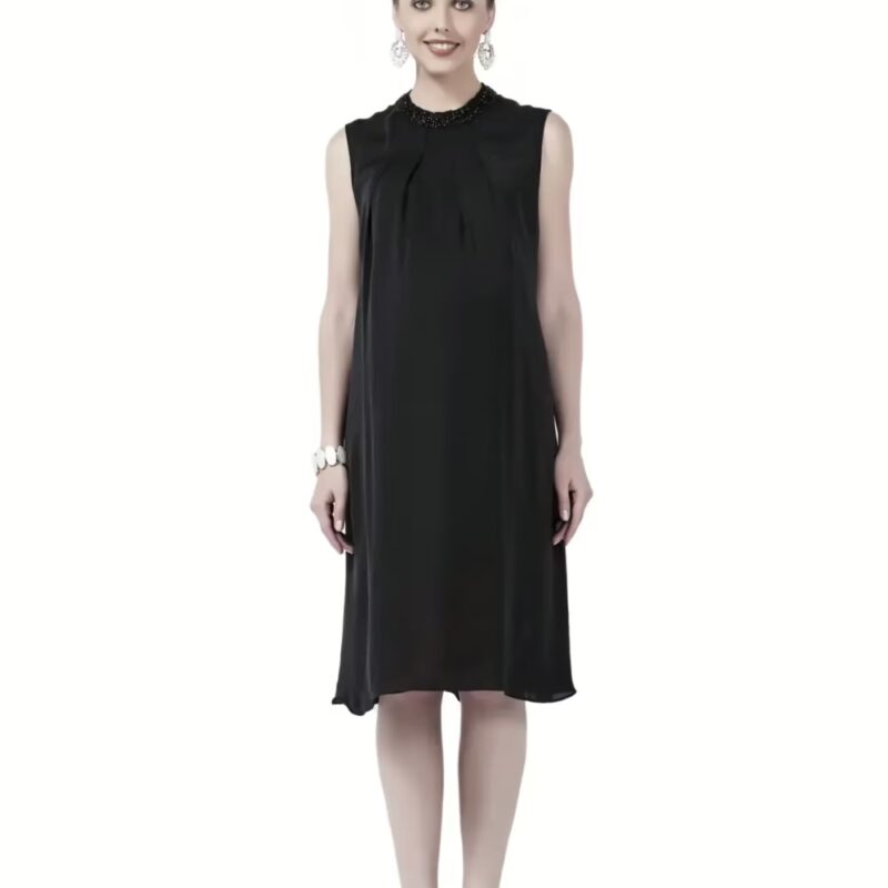 Radiation Safe-Comfortable Sequin Highneck Knee Length Maternity Dress
