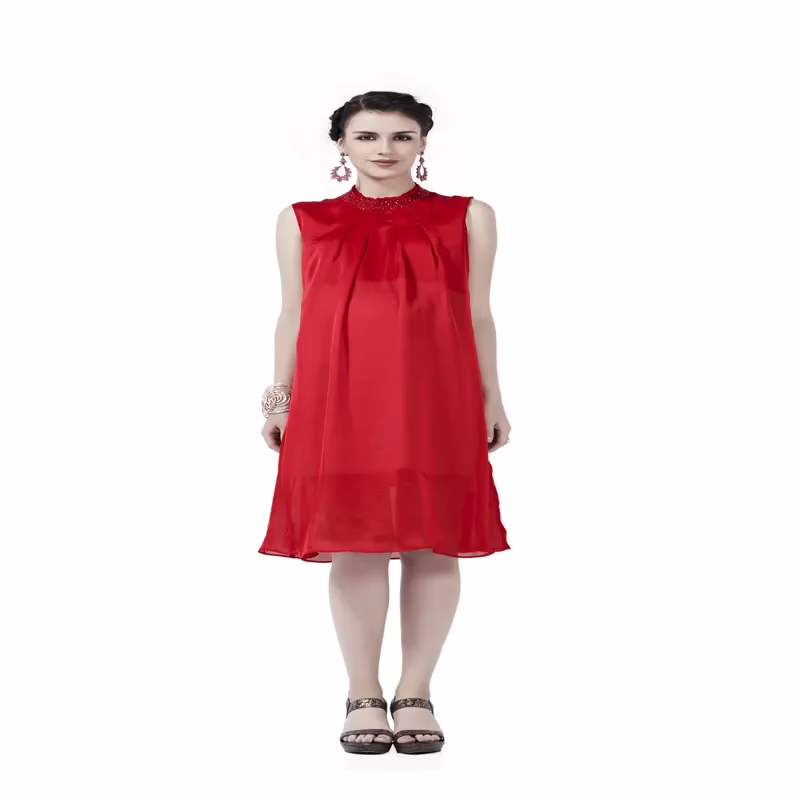 Radiation Safe-Comfortable Sequin Highneck Knee Length Maternity Dress