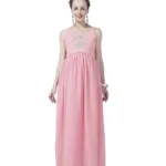 Radiation Safe Stylish And Comfortable Round Neck gold Embroidery Long Maternity Dress