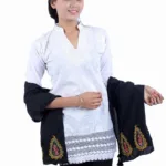 Regal Black Hina Pure Cotton Embroidered Stole for women