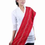 Red Regal Pure Cotton Embroidey Stole with tassels for women