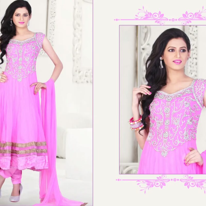 Pazaar Kaanchi Fuchsia Pink Embroidered Anarkali Salwar Kameez