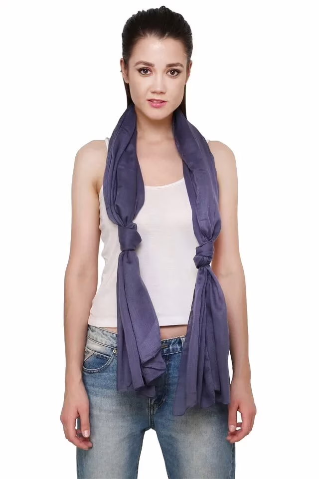 Uniscarf Purple Solid Cotton Stole for women