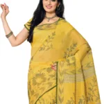 Cotton Bazaar Yellow Cotton Printed Saree