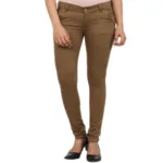 Beige Cotton Women Jeans