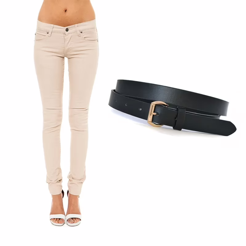 Beige Cotton Skinny Fit Jeans