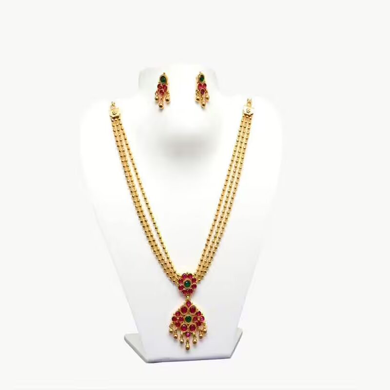 RK Golden Necklace Set With EarRings