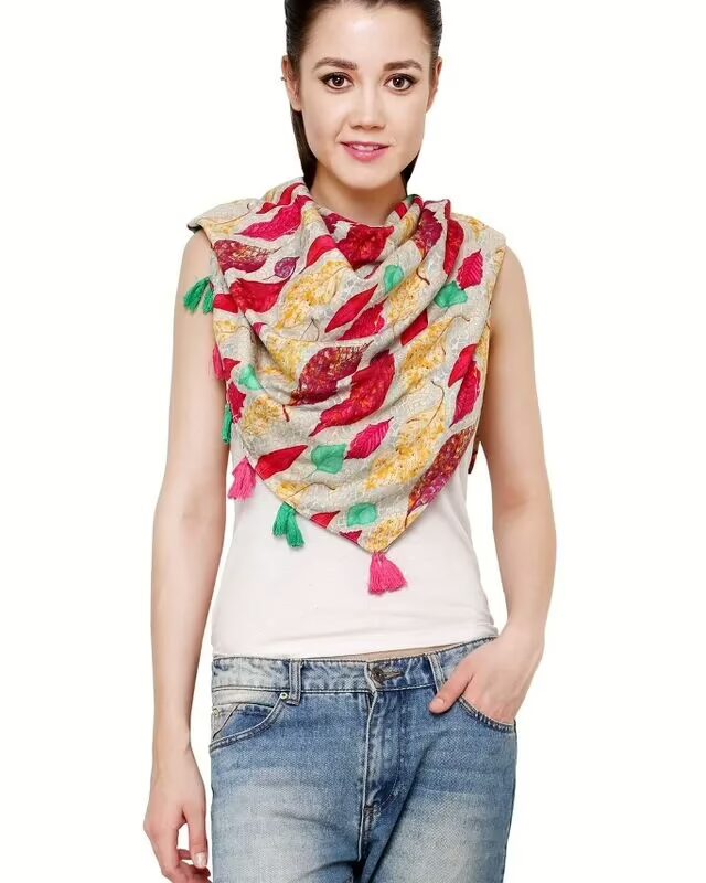 Uniscarf Pink leaf Modal Stole for women