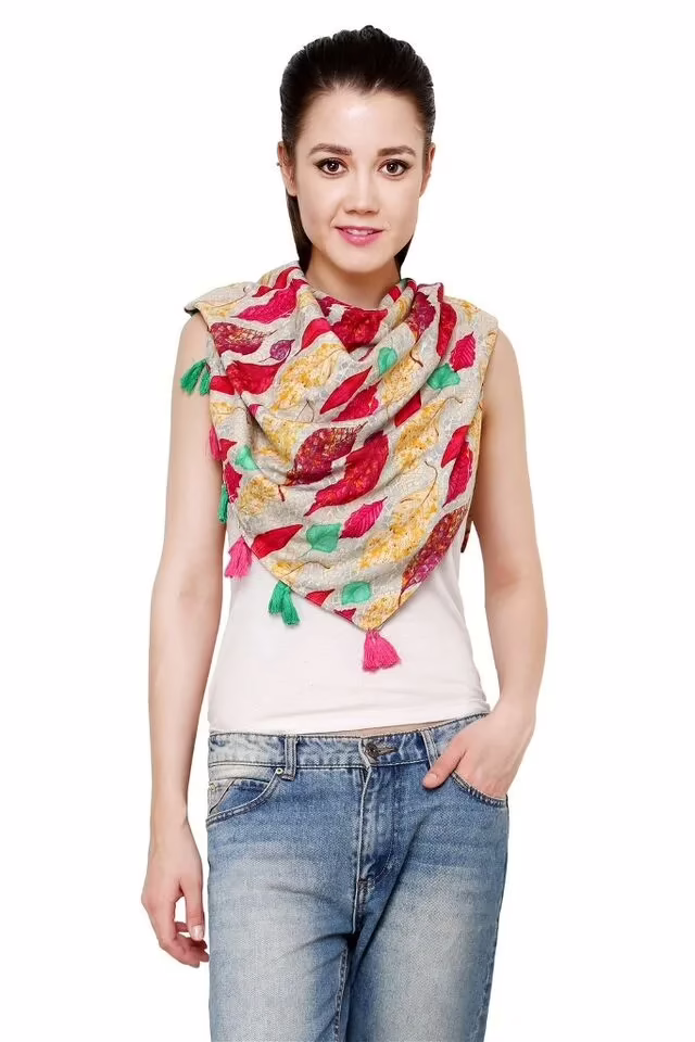 Uniscarf Pink leaf Modal Stole for women