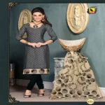 Mahek Grey & Black Jacquard Brasso Unstitched Suit