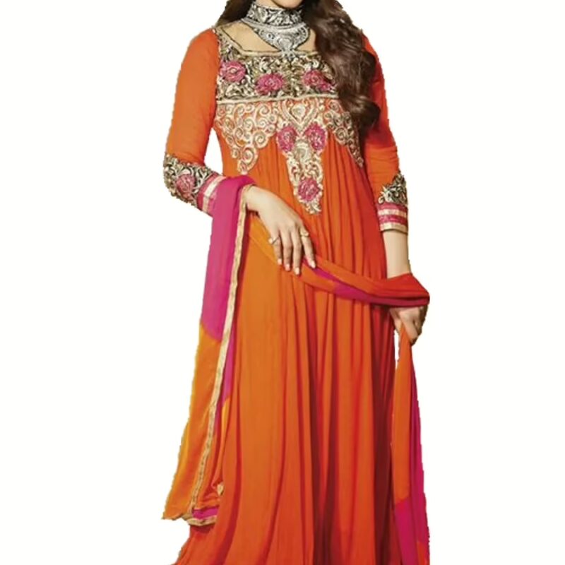 F3 Fashion Dark Orange With Pink Shaded Anarkali Suit