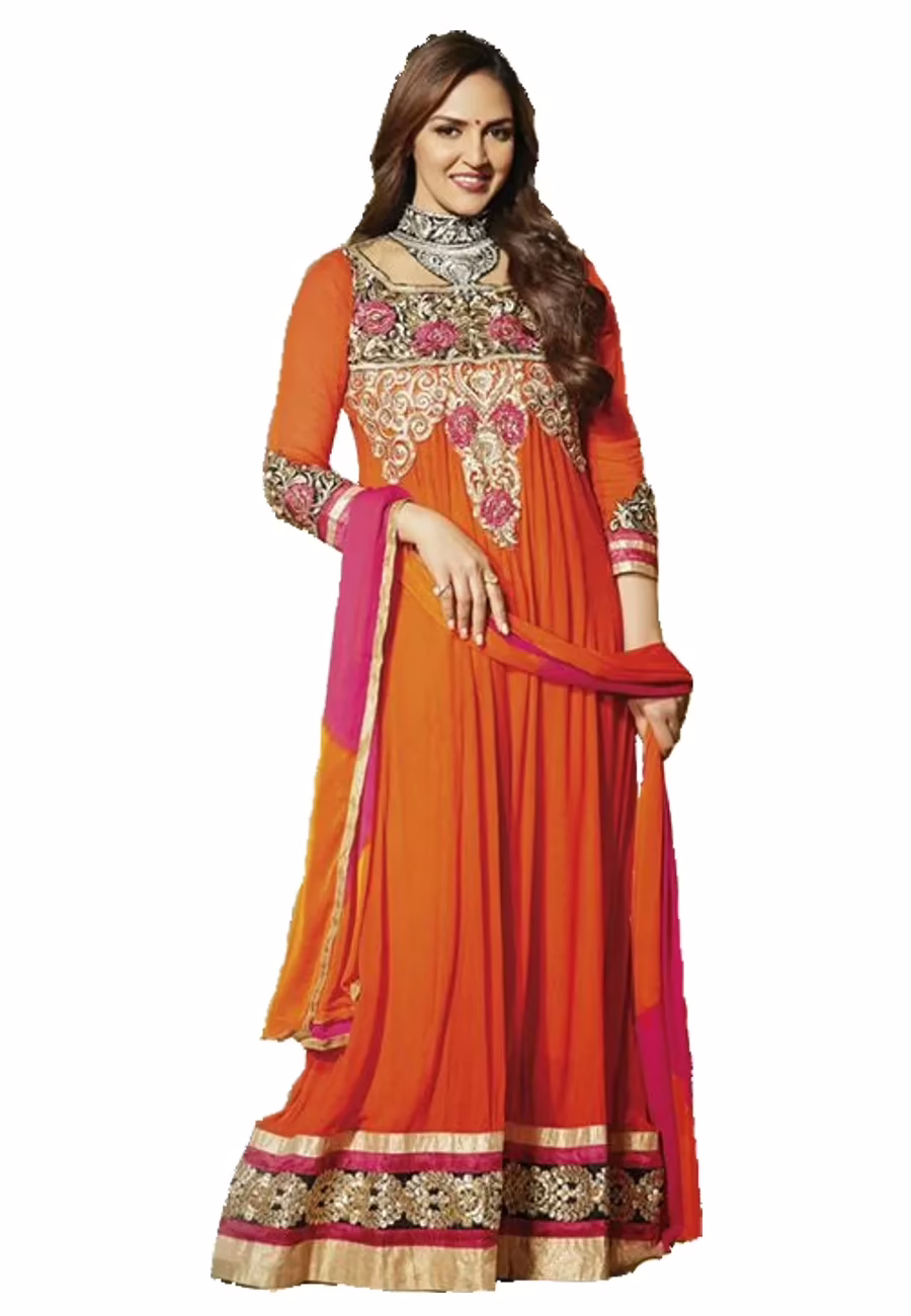 F3 Fashion Dark Orange With Pink Shaded Anarkali Suit